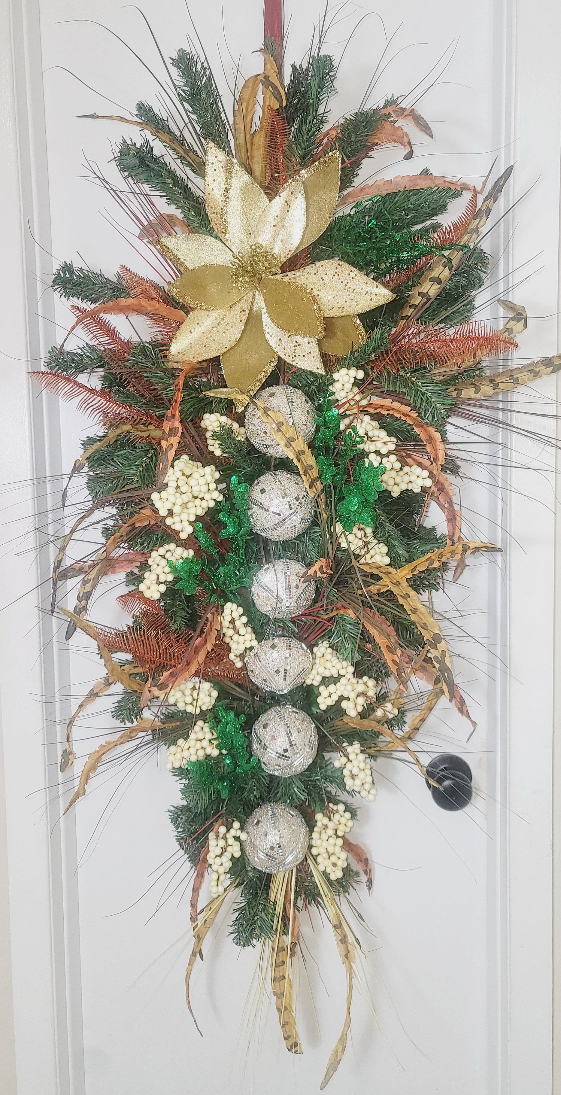 Flowers and Feathers Swag Wreath