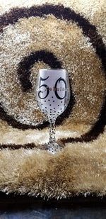 Load image into Gallery viewer, 50 &amp; Fabulous Bling Wine Glass
