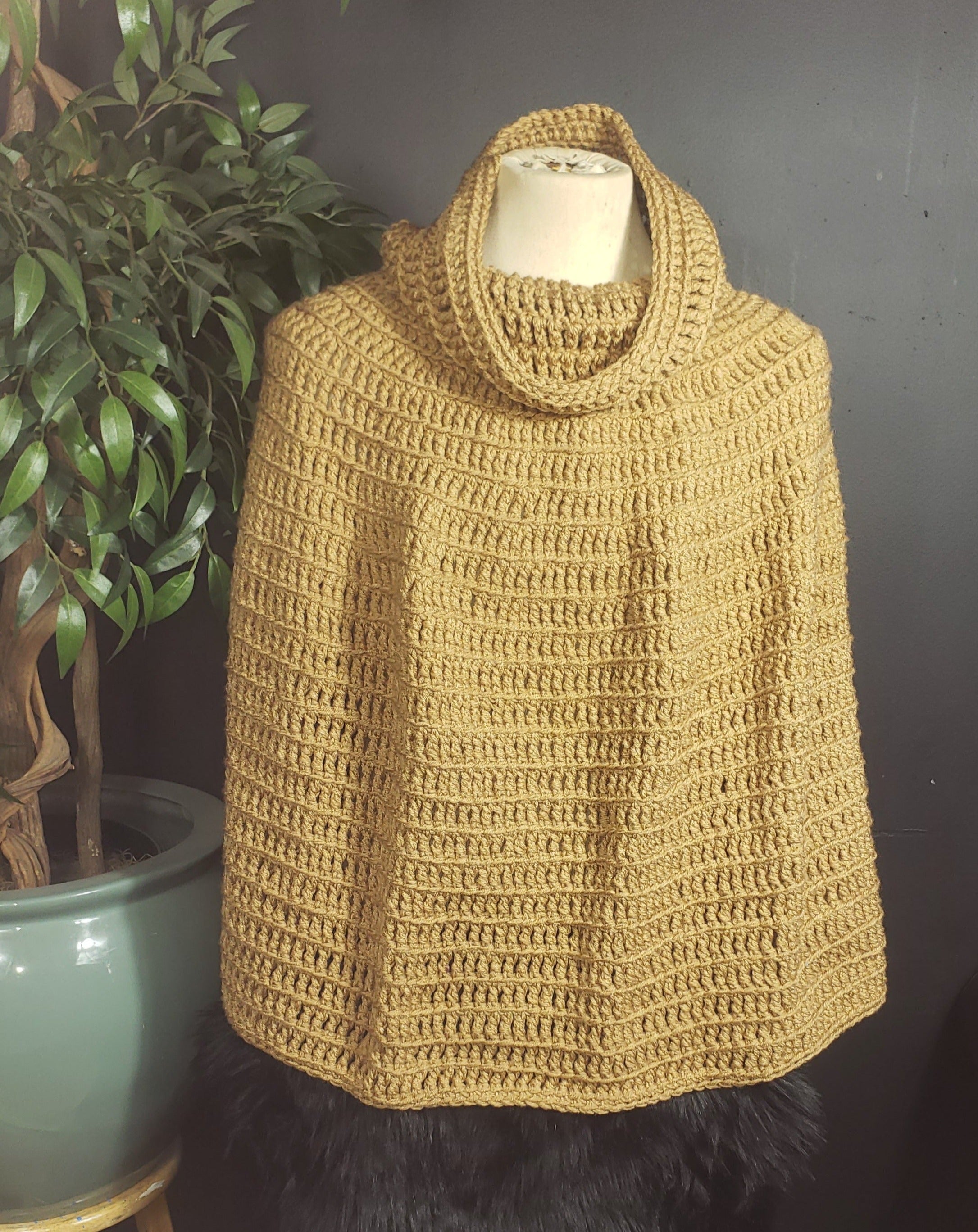 Crochet Cowl Neck Poncho