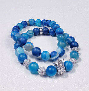 Blue Stripe Agate Stone Bracelets