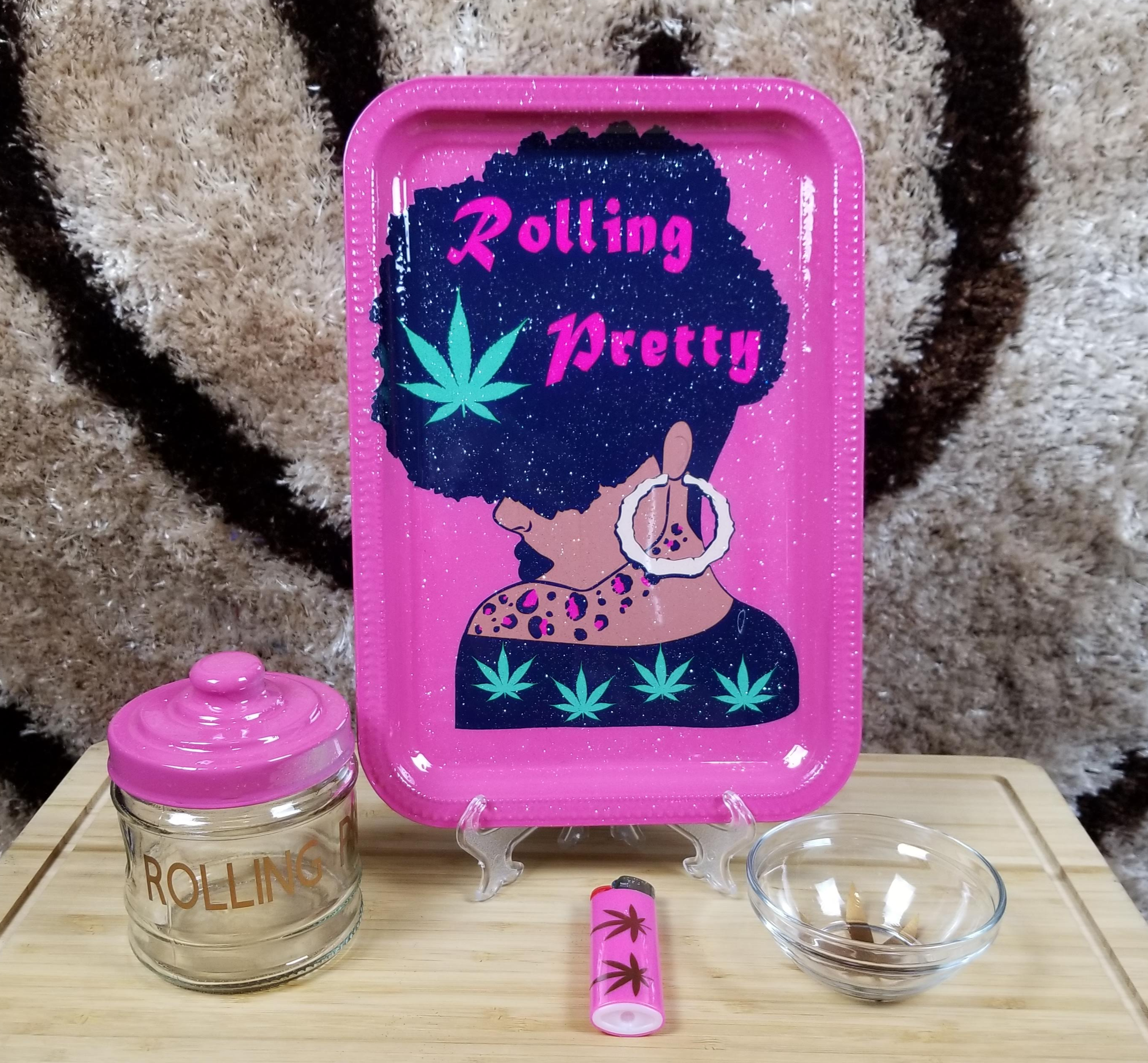 Rolling Pretty Glitter Roll Up Tray Set