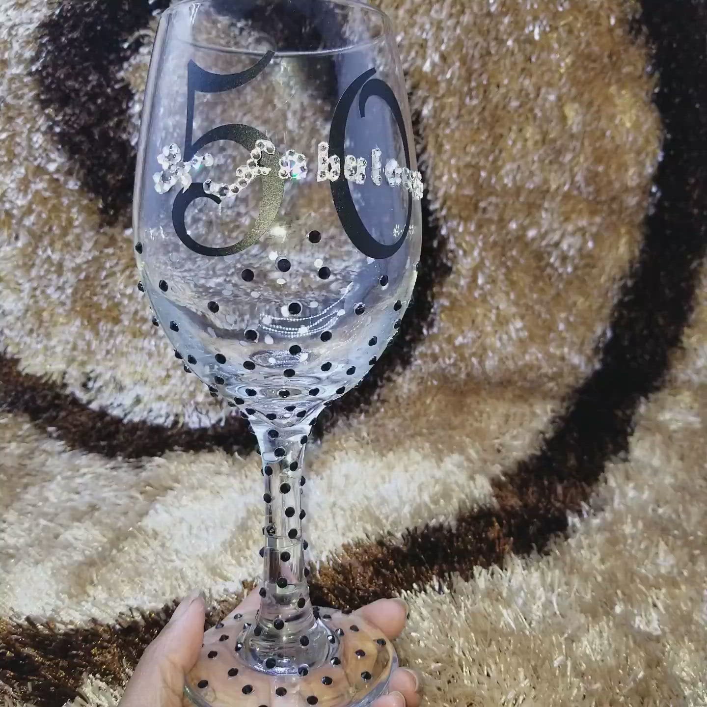 50 & Fabulous Bling Wine Glass